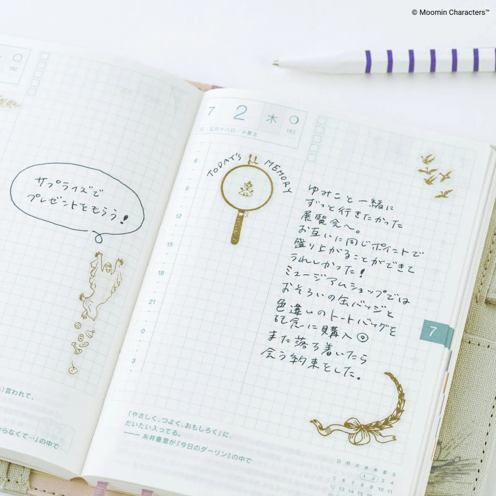 【預購】HOBO日手帳貼紙 Moomin 冒險紀錄 燙金透明貼紙 姆明嚕嚕米 手帳週邊 2027 HOBONICHI-細節圖6