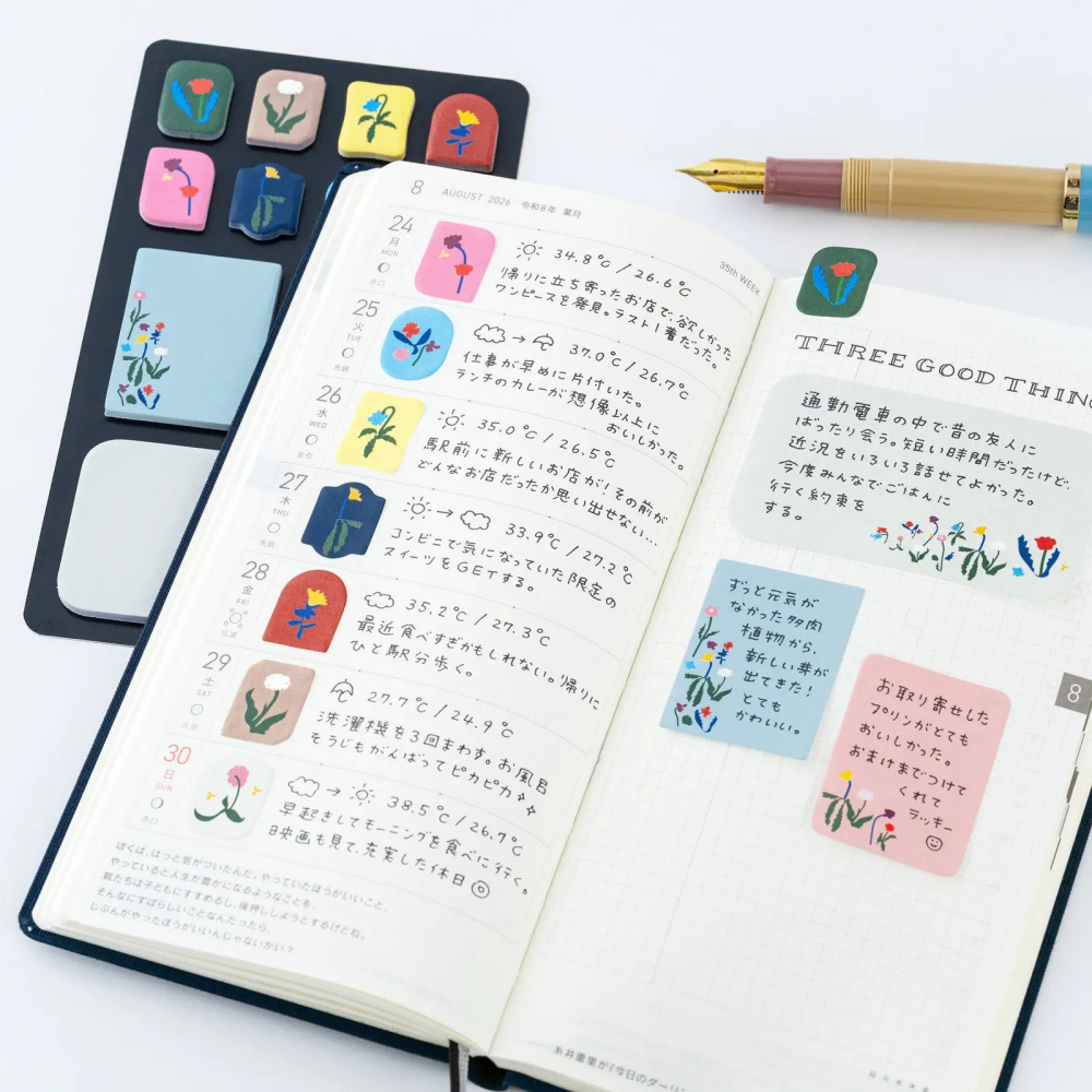 【預購】HOBO日手帳 渡邉良重 Petit Bloom 小花綻放 便利貼 FUSEN 2027 HOBO手帳週邊-細節圖5