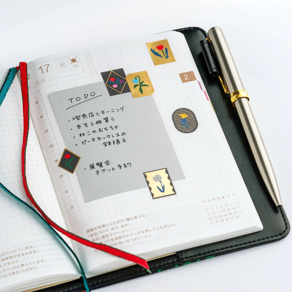 【預購】HOBO日手帳貼紙 渡邉良重 Petit Bloom 小花綻放 燙金貼紙 手帳週邊 2027 HOBONICHI-細節圖6
