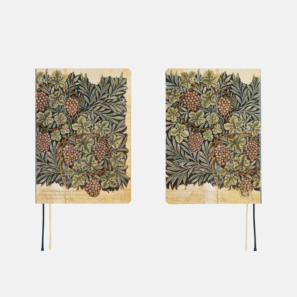 【預購】HOBO日2027年HON手帳書 A6文庫本 V&A Series 葡萄藤 Vine 日文/英文版 三色筆 橡實-細節圖6