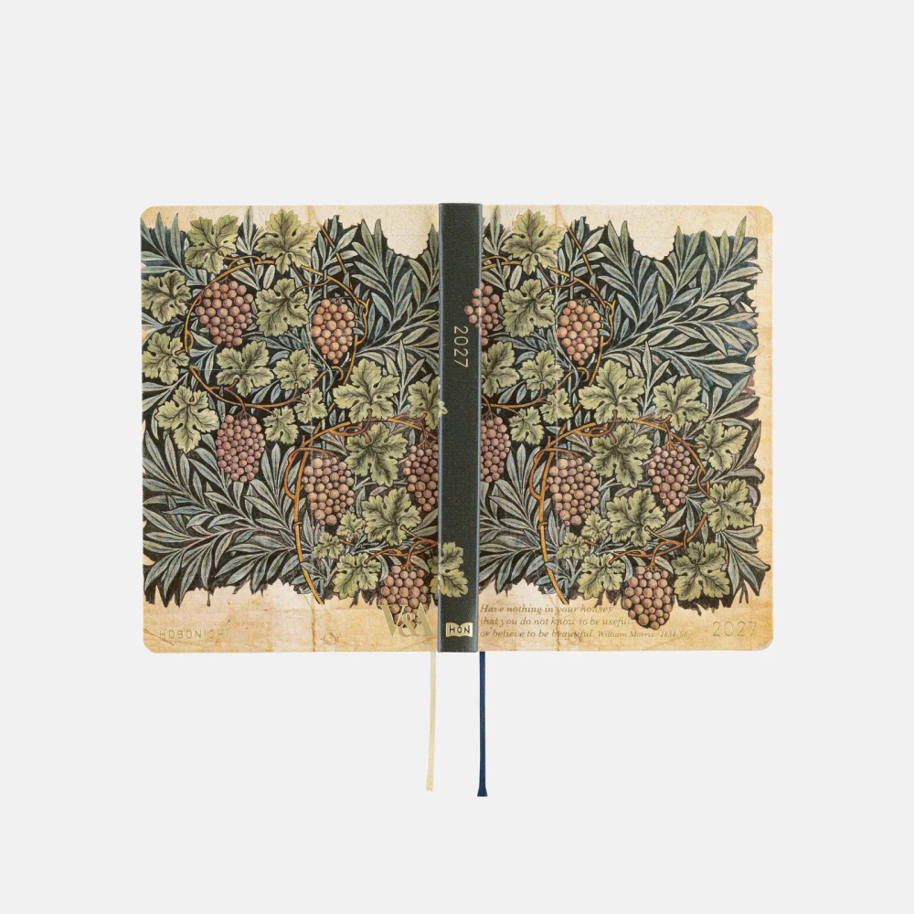【預購】HOBO日2027年HON手帳書 A6文庫本 V&A Series 葡萄藤 Vine 日文/英文版 三色筆 橡實-細節圖7