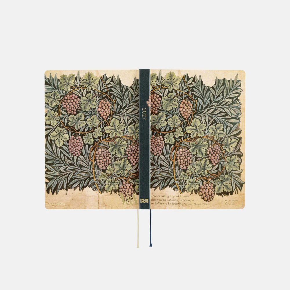 【預購】HOBO日2027年HON手帳書 A5大本 V&A Series 葡萄藤 Vine 日文/英文版 三色筆 橡實-細節圖7