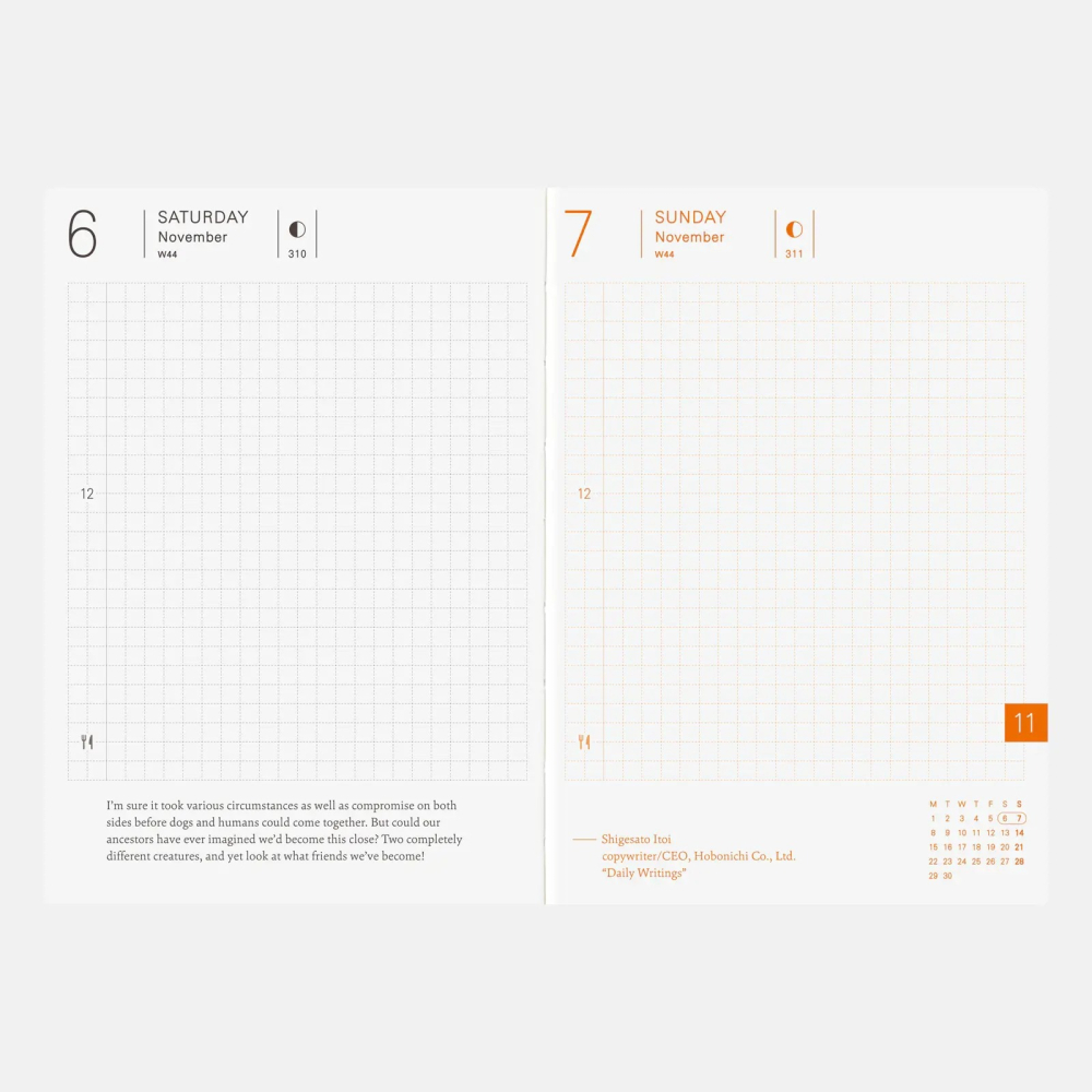 【預購】HOBO日手帳2027年本體(內頁) A6文庫本 Planner (國際英文版 週一起始)贈三色筆+橡實吊飾-細節圖4