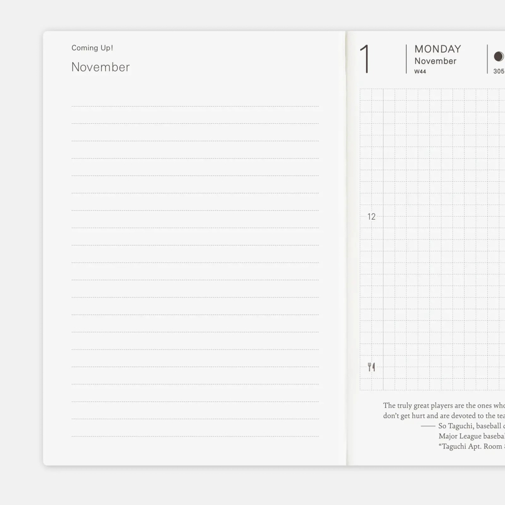 【預購】HOBO日手帳2027年本體(內頁) A6文庫本 Planner (國際英文版 週一起始)贈三色筆+橡實吊飾-細節圖6
