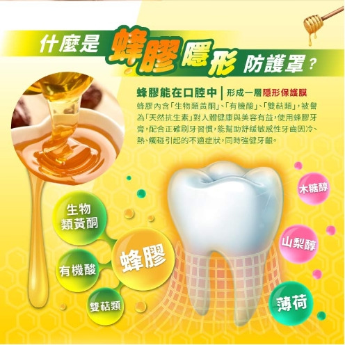 台灣製造白人蜂膠牙膏 台灣現貨牙膏 清新 含氟 牙膏 白人 口腔 清潔 刷 買大送小-細節圖3