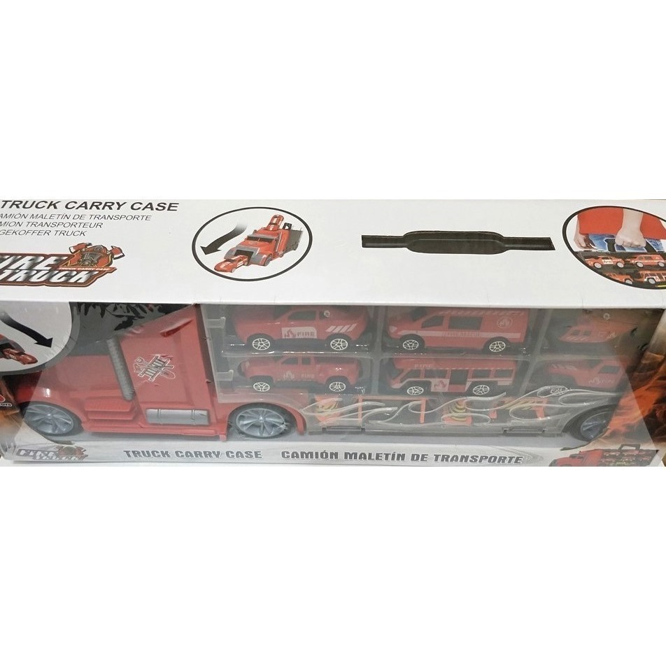 消防車隊 / 貨櫃車玩具 / 運輸箱卡車 / 汽車收納 / 卡車手提箱 / 小汽車-細節圖3