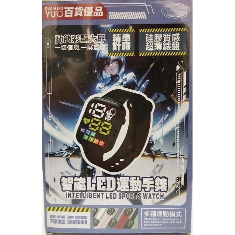 智能LED運動手錶 / 多種運動模式 / 動態彩顯大屏 / 硅膠質感 / 超薄錶盤 / 精準計時-細節圖2