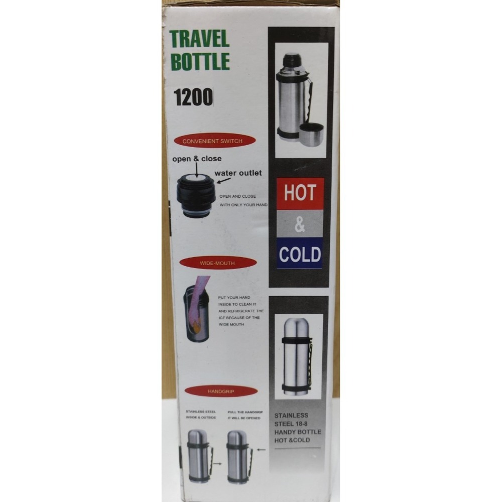 不鏽鋼 真空 保溫瓶 / 1200ml 保溫壺 / 旅行瓶 / 手持式 冷熱瓶-細節圖2