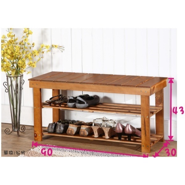 EASY HOME | 90公分加寬實木穿鞋椅 [#9036]-細節圖2