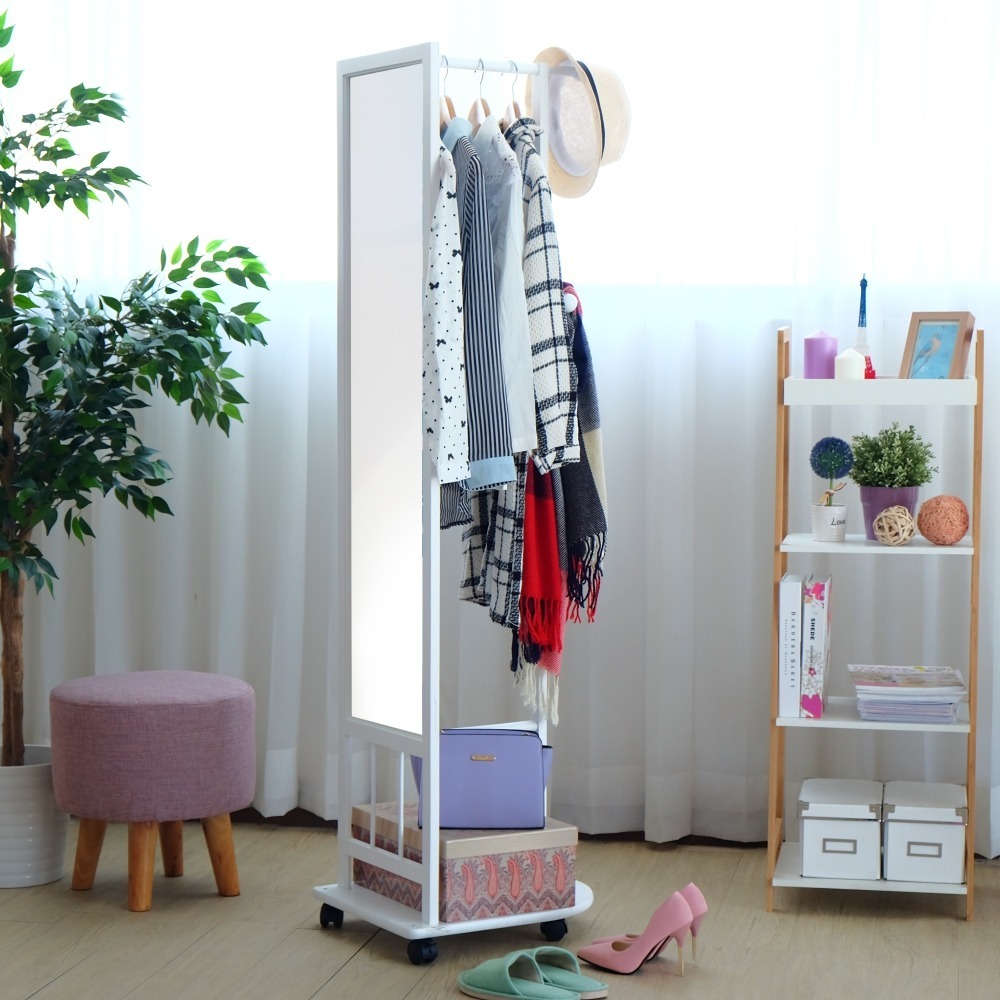 EASY HOME | 實木多功能掛衣鏡附輪子[#3456]-規格圖1