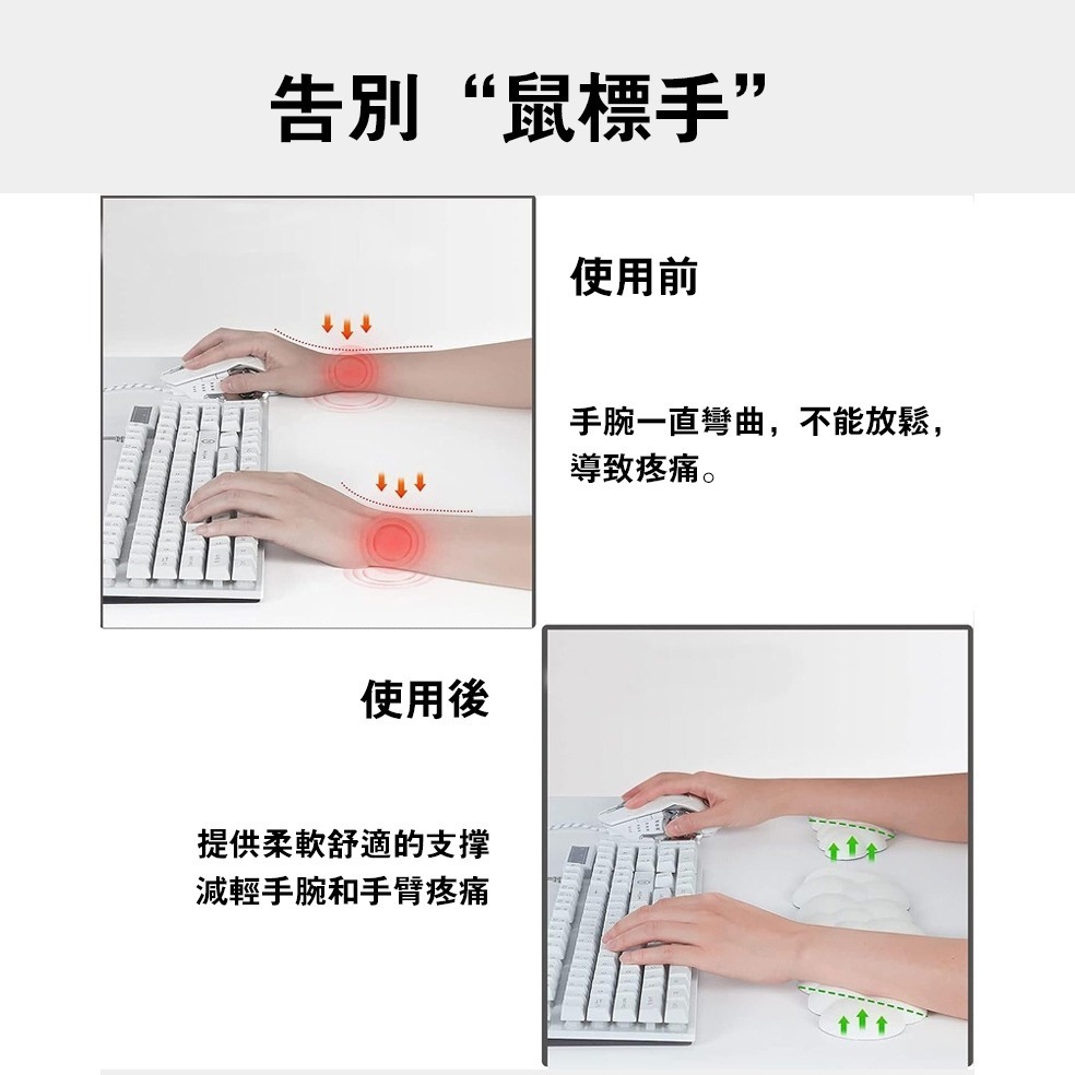 雲朵減壓護腕墊 鼠標手託硅膠手腕電競鍵盤手託滑鼠護腕墊鍵盤手枕-細節圖6