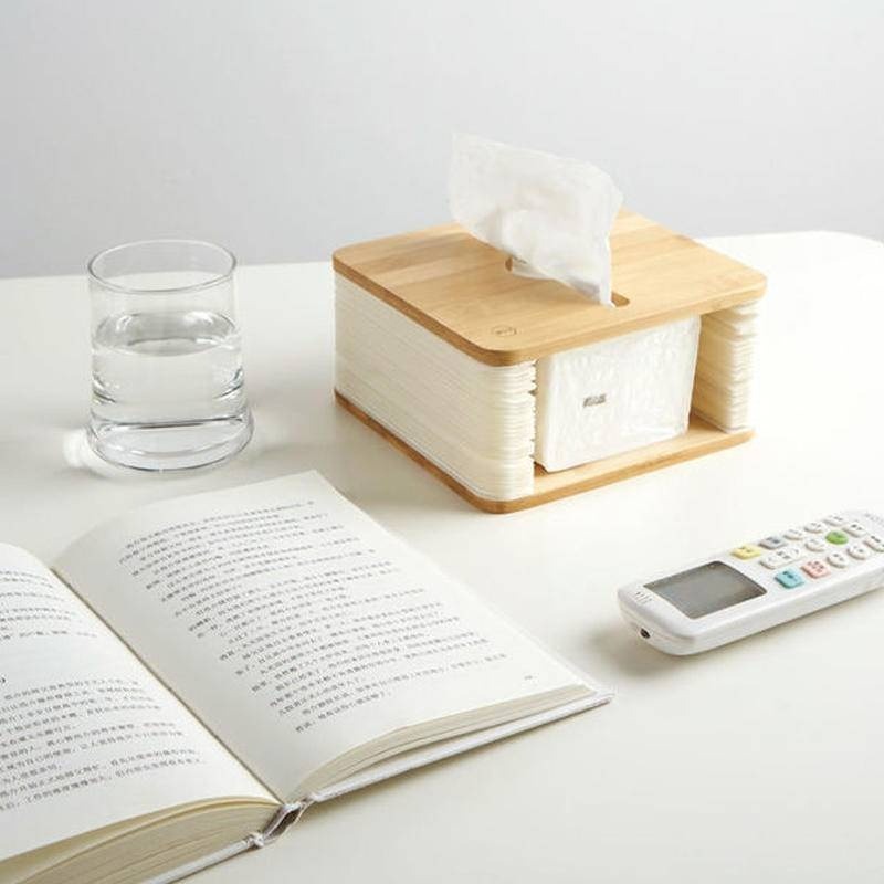 升降面紙盒 衛生紙盒 竹製風琴式設計 一抽到底衛生紙收納盒-細節圖8