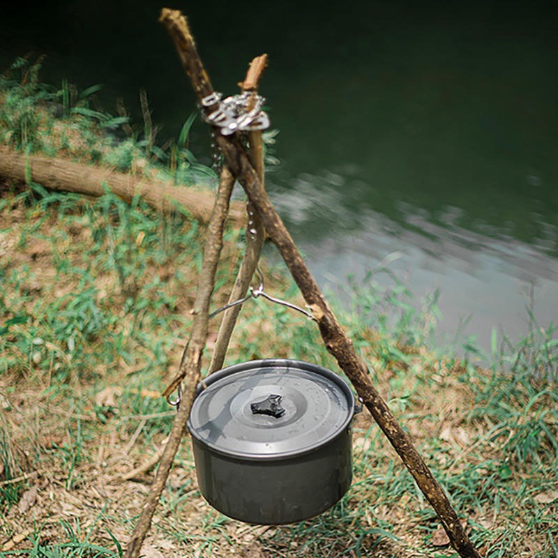 不鏽鋼露營三角架吊鍋架 簡易篝火架/野炊腳架/烤肉架-細節圖6