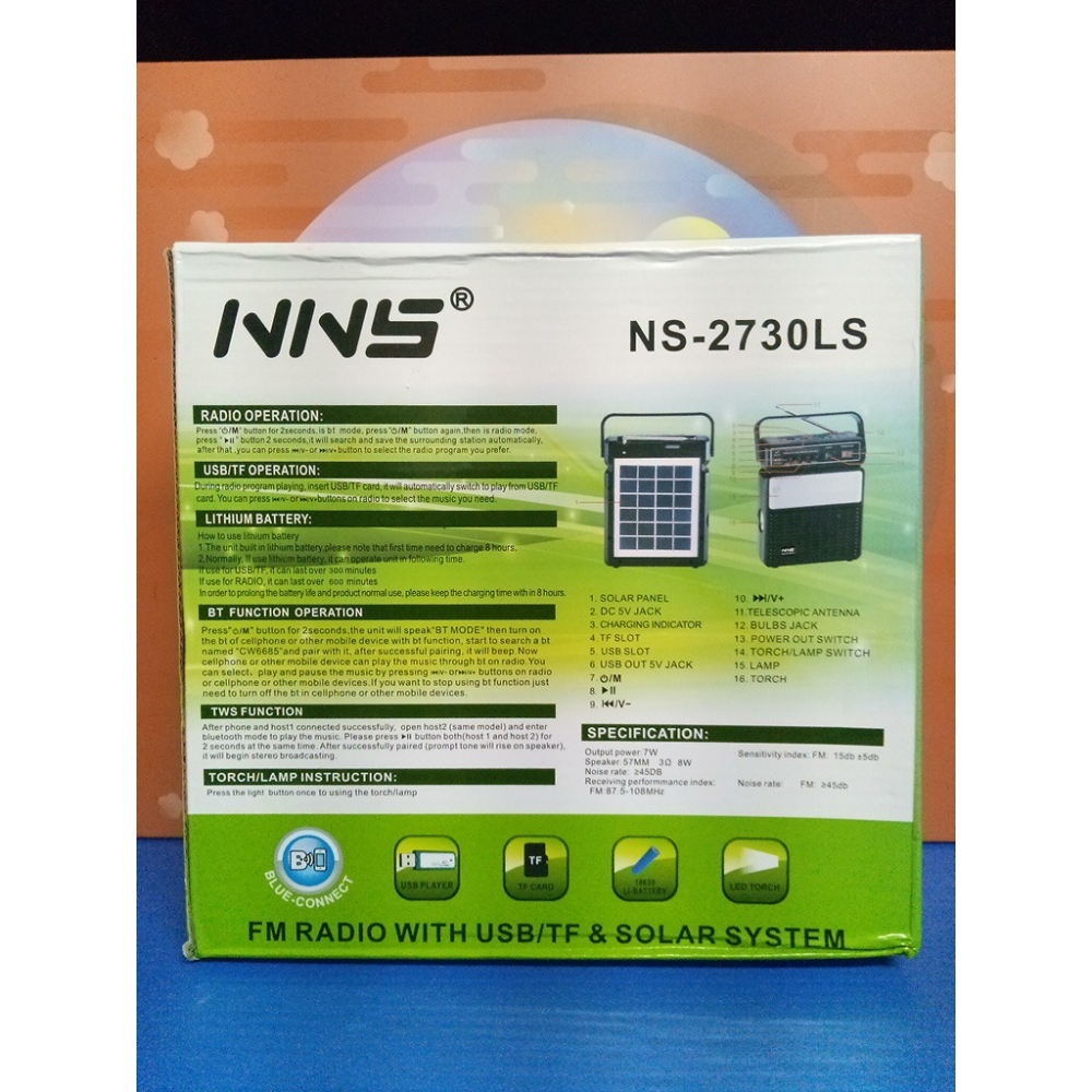 《酷愛夾》NNS NS-2730LS 太陽能露營燈藍芽音響 附2顆LED外接燈泡 三合一多功能照明-細節圖2