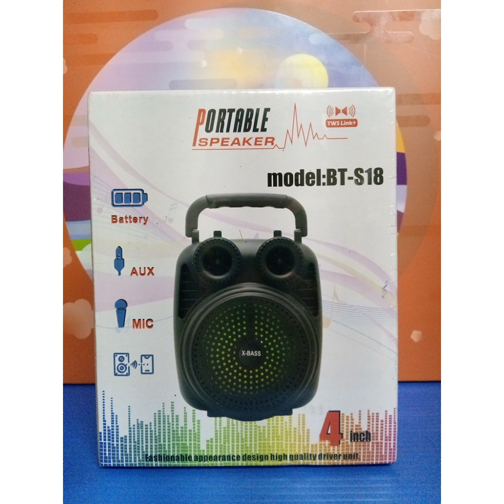 《酷愛夾》X-BASS BT-S18 無線轟天炮 手提藍芽音箱 4吋廣場級大音量 炫彩氛圍燈 帶手機支架 全新未拆封-細節圖2