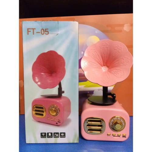 《酷愛夾》FT-05 留聲機造型藍芽音響(粉色) 復古造型音響 BT/TF/AUX 功能檢測正常