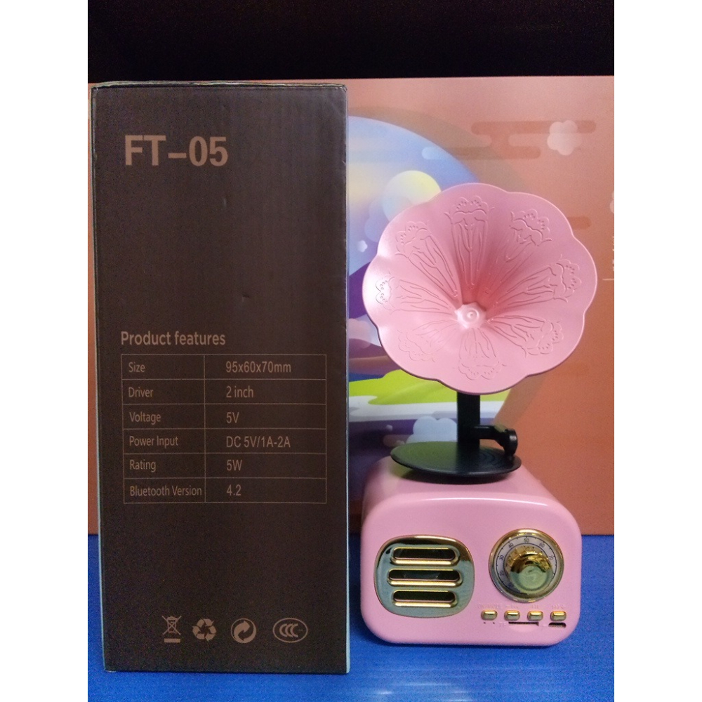 《酷愛夾》FT-05 留聲機造型藍芽音響(粉色) 復古造型音響 BT/TF/AUX 功能檢測正常-細節圖2