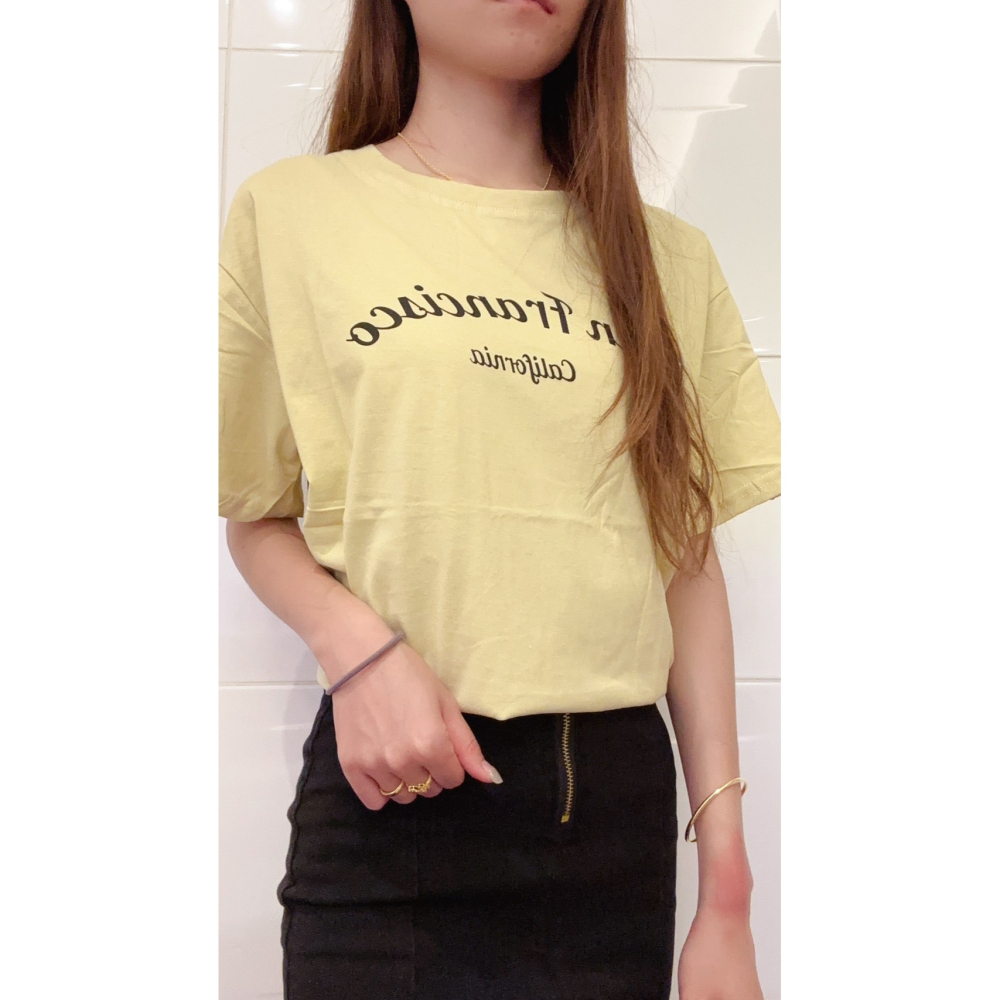 ✨ 現貨檸檬黃✨ 【現貨】SAN英文棉T上衣-細節圖2