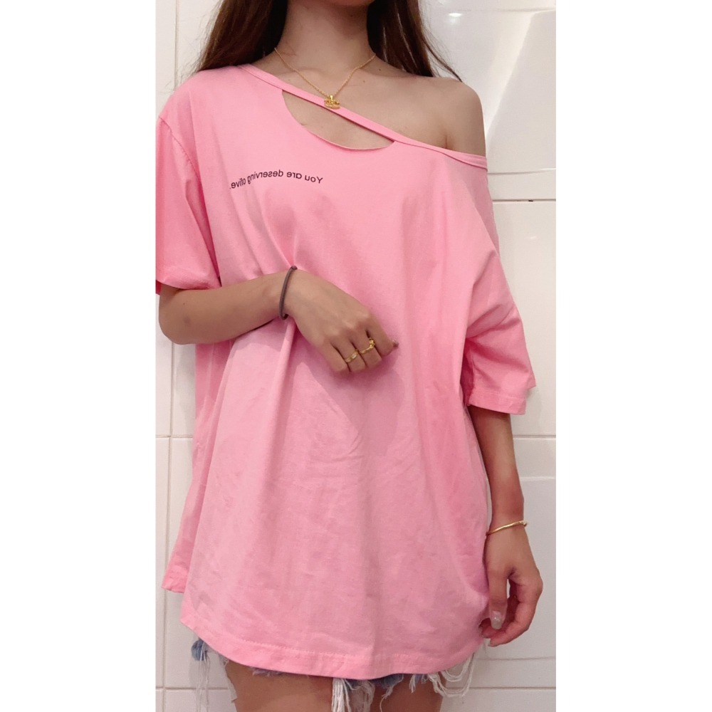 【現貨】韓版一字造型寬鬆T-細節圖2