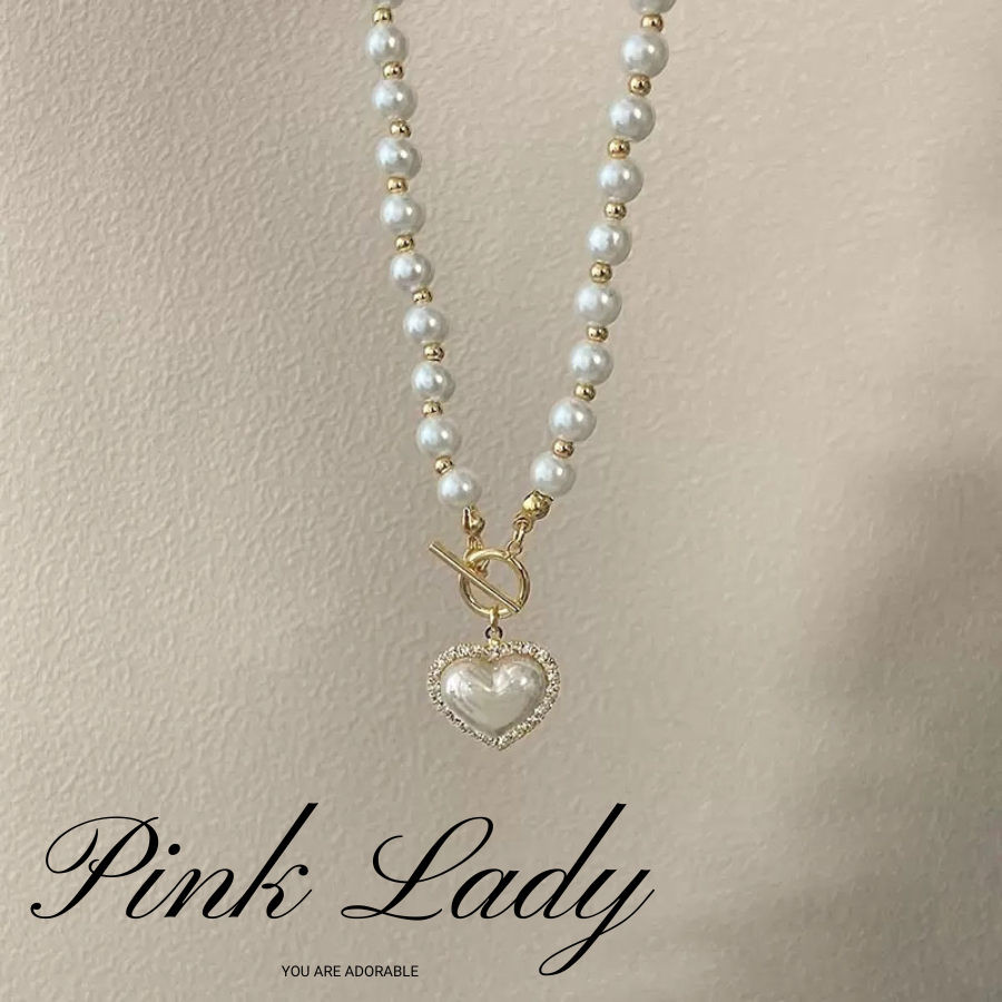 粉女飾『159 氣質珍珠愛心鍊』現貨。項鍊控 韓國項鍊 韓國項鍊 韓系項鍊 韓式項鍊 韓風項鍊-細節圖4