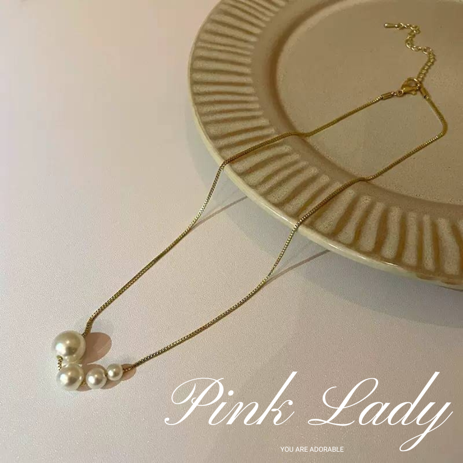 粉女飾『157 微笑四心珠鍊』現貨。珍珠 珍珠項鍊 韓國項鍊 韓國項鍊 韓系項鍊 韓式項鍊 韓風項鍊-細節圖7