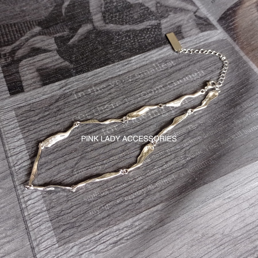 粉女飾『234 節片頸鍊』現貨。銀色 美韓風。短項鍊 歐美項鍊 項鍊 項鏈 頸鍊 頸鏈-細節圖7