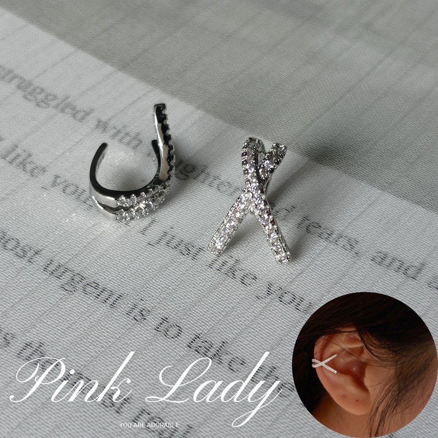 粉女飾 925純銀『22 交叉氣質耳骨夾』全現貨。925銀 純銀 銀飾品 耳骨夾-細節圖3