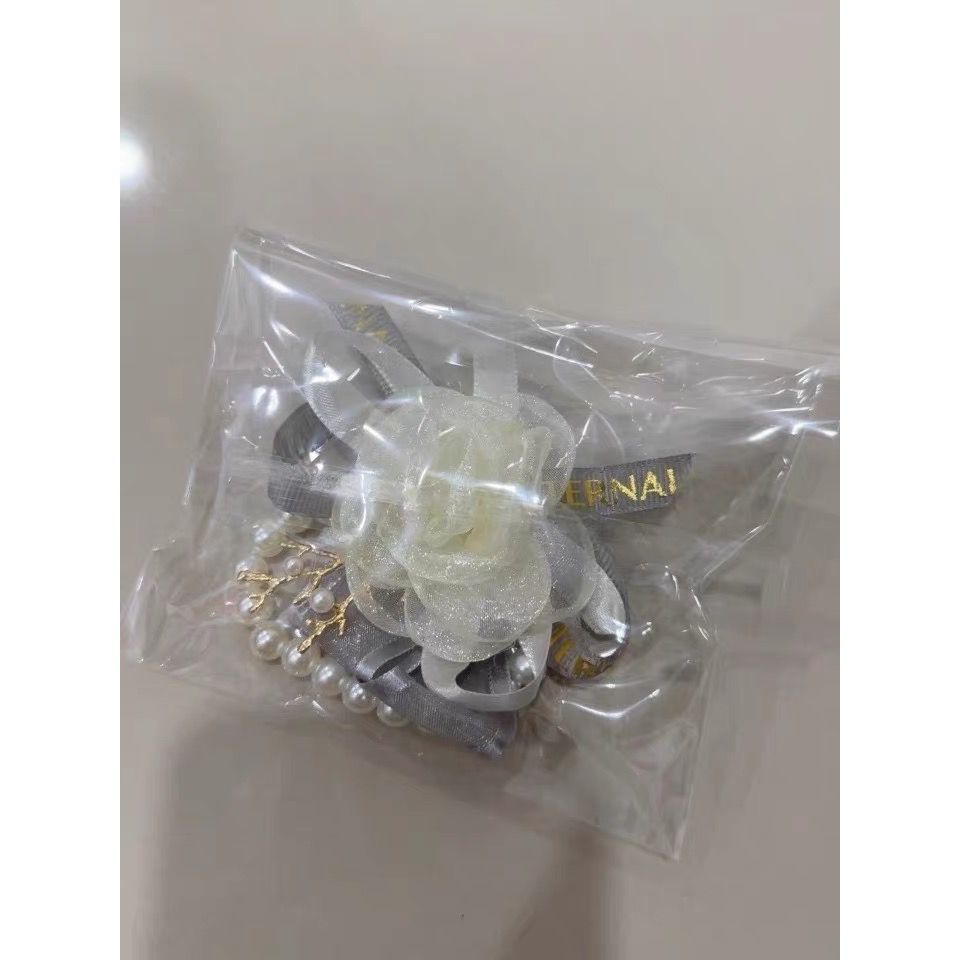 韓式 森林系 玫瑰花 珍珠 婚禮 伴娘 手腕花-細節圖4