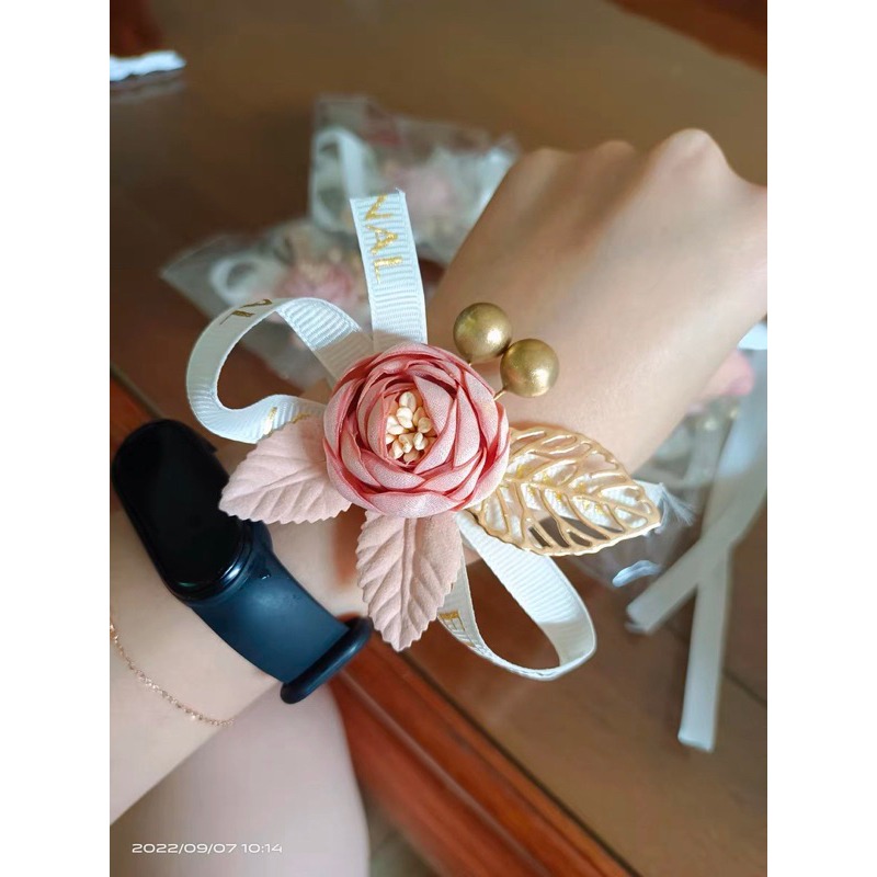 韓式 小清新 粉色花朵 🌺 手腕花 伴娘 婚禮-細節圖3