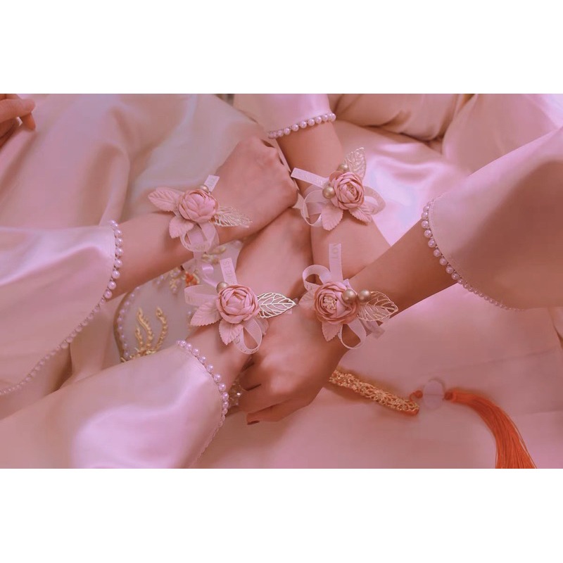 韓式 小清新 粉色花朵 🌺 手腕花 伴娘 婚禮-細節圖5