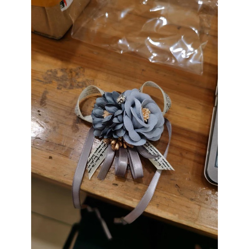 韓式 雙色花朵 🌺蝴蝶結 手腕花 婚禮 伴娘-細節圖3