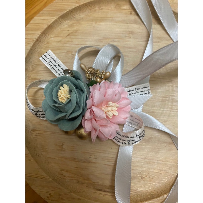 韓式 雙色花朵 🌺蝴蝶結 手腕花 婚禮 伴娘-細節圖5