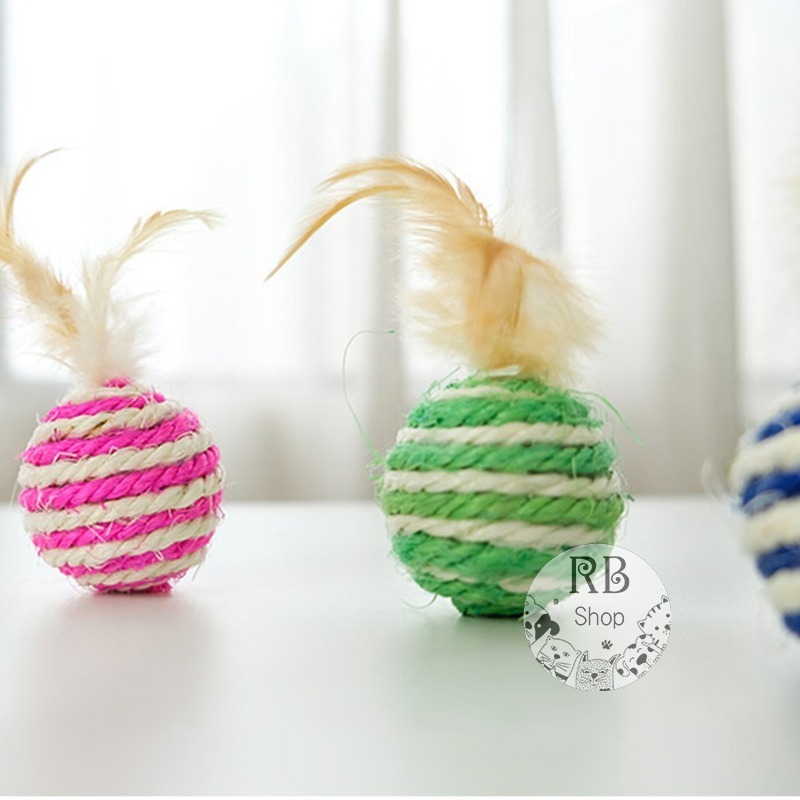 貓咪劍麻羽毛球玩具 羽毛球 寵物貓咪解壓玩具 耐咬耐磨爪 貓咪玩具 互動玩具 寵物玩具-細節圖7