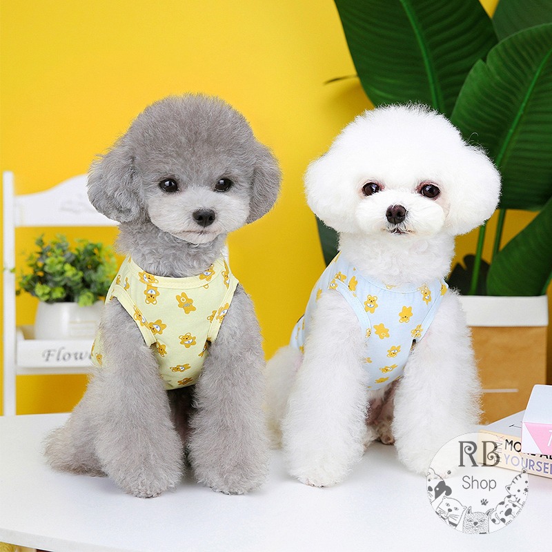 可愛小熊印花寵物衣服 輕薄透氣 無袖背心 貓狗衣服 ins泰迪 寵物衣服 四季可穿-細節圖2