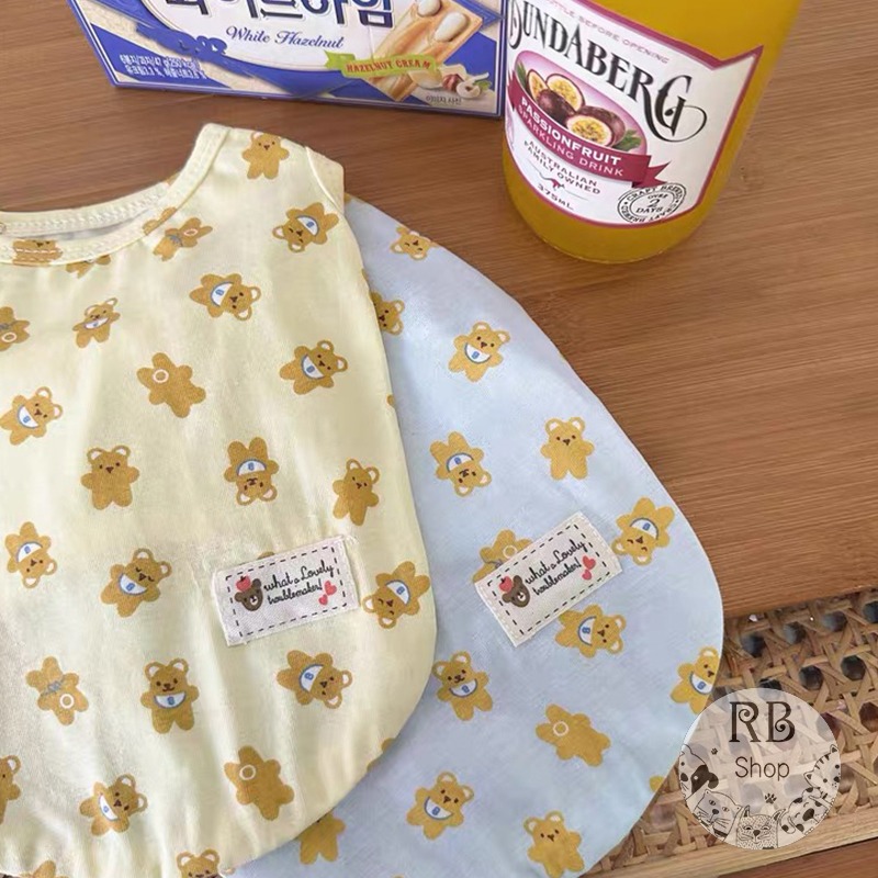 可愛小熊印花寵物衣服 輕薄透氣 無袖背心 貓狗衣服 ins泰迪 寵物衣服 四季可穿-細節圖3