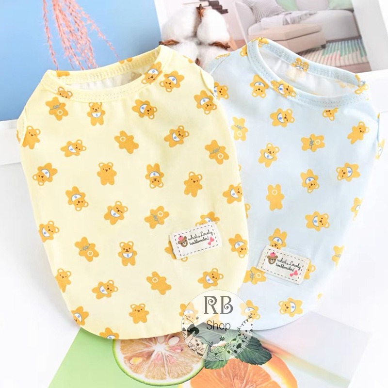 可愛小熊印花寵物衣服 輕薄透氣 無袖背心 貓狗衣服 ins泰迪 寵物衣服 四季可穿-細節圖8