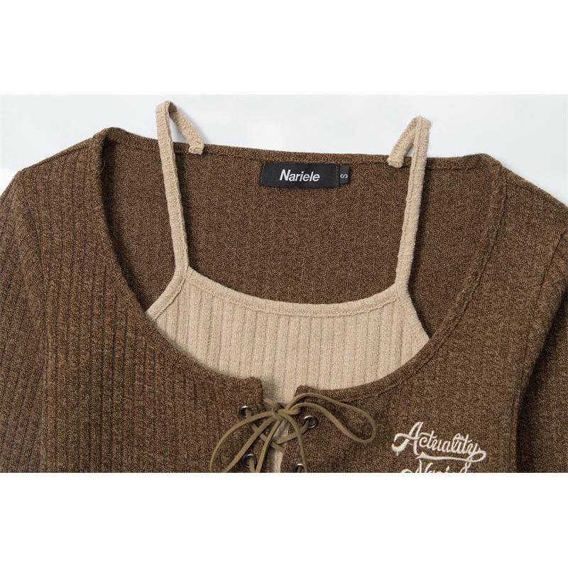 𝑯𝒊𝒅𝒅𝒆𝒏 𝒔𝒕𝒐𝒓𝒆｜美式刺繡假兩件上衣-細節圖5