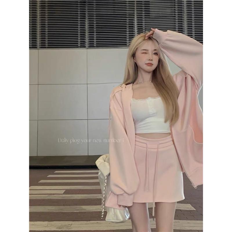 𝑯𝒊𝒅𝒅𝒆𝒏 𝒔𝒕𝒐𝒓𝒆｜休閒風灰色連帽薄外套+高腰包臀半身棉裙-細節圖2