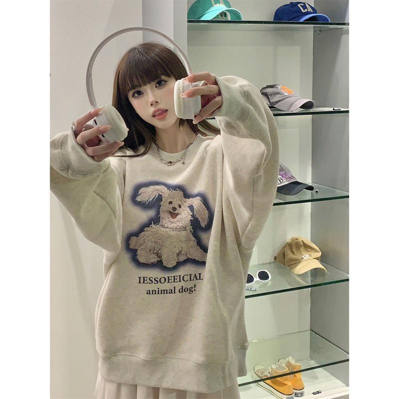 [𝐇𝐃スタジオ] 薄絨狗狗長袖衛衣 秋冬 可愛 學院風-細節圖2