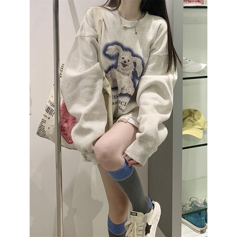 [𝐇𝐃スタジオ] 薄絨狗狗長袖衛衣 秋冬 可愛 學院風-細節圖4