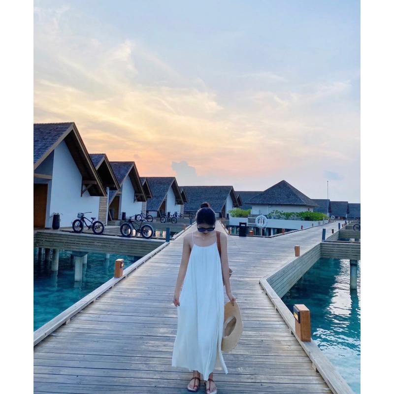 [𝐇𝐃スタジオ] 《現貨當天出》純白吊帶長裙 初秋 連衣裙 顯瘦 復古 清新 洋裝 裙裝-細節圖2