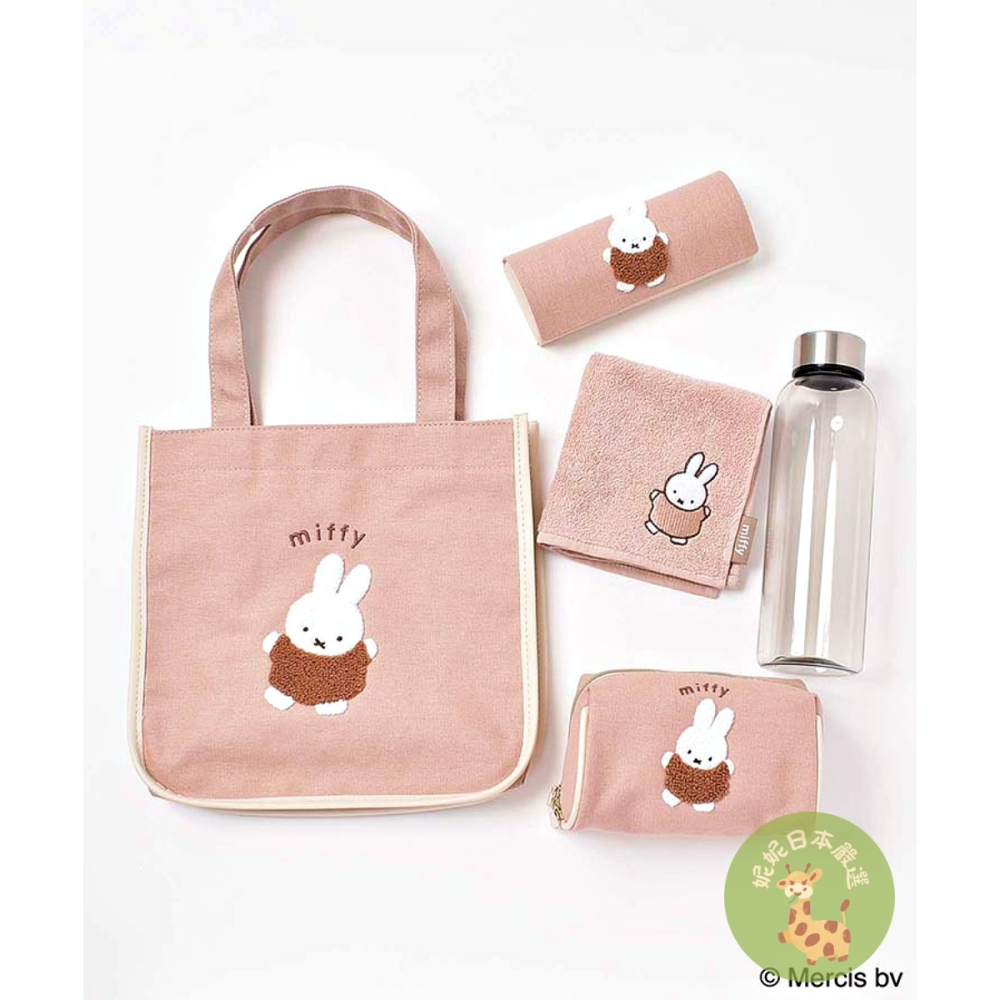 日本🇯🇵 Miffy 米飛兔 × Boris 小熊｜方形刺繡托特包 手提袋｜可愛毛絨刺繡設計 上課通勤購物實用-細節圖2