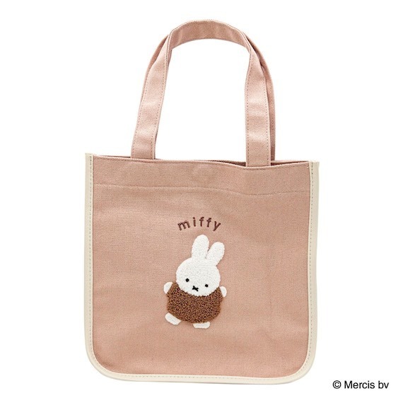 日本🇯🇵 Miffy 米飛兔 × Boris 小熊｜方形刺繡托特包 手提袋｜可愛毛絨刺繡設計 上課通勤購物實用-規格圖5