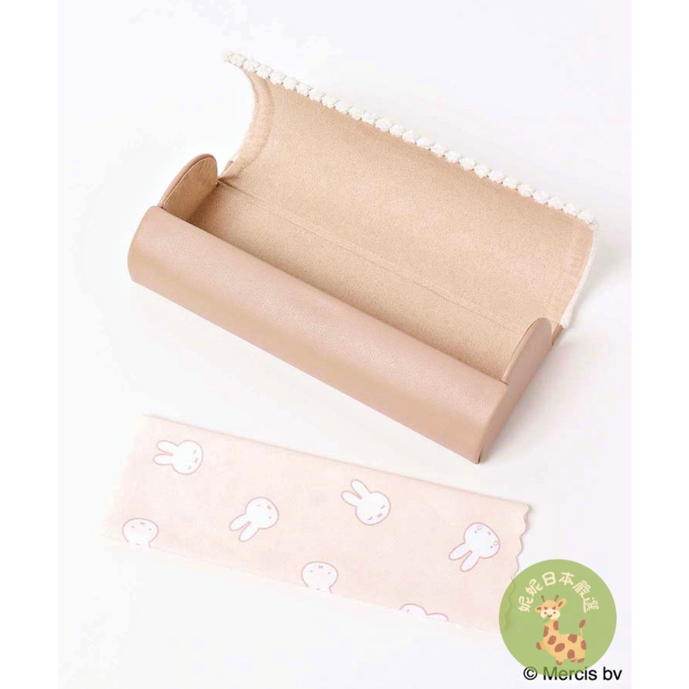 日本🇯🇵 Miffy 米飛兔｜絨布條紋眼鏡盒（附拭鏡布）｜粉／灰／米-細節圖7