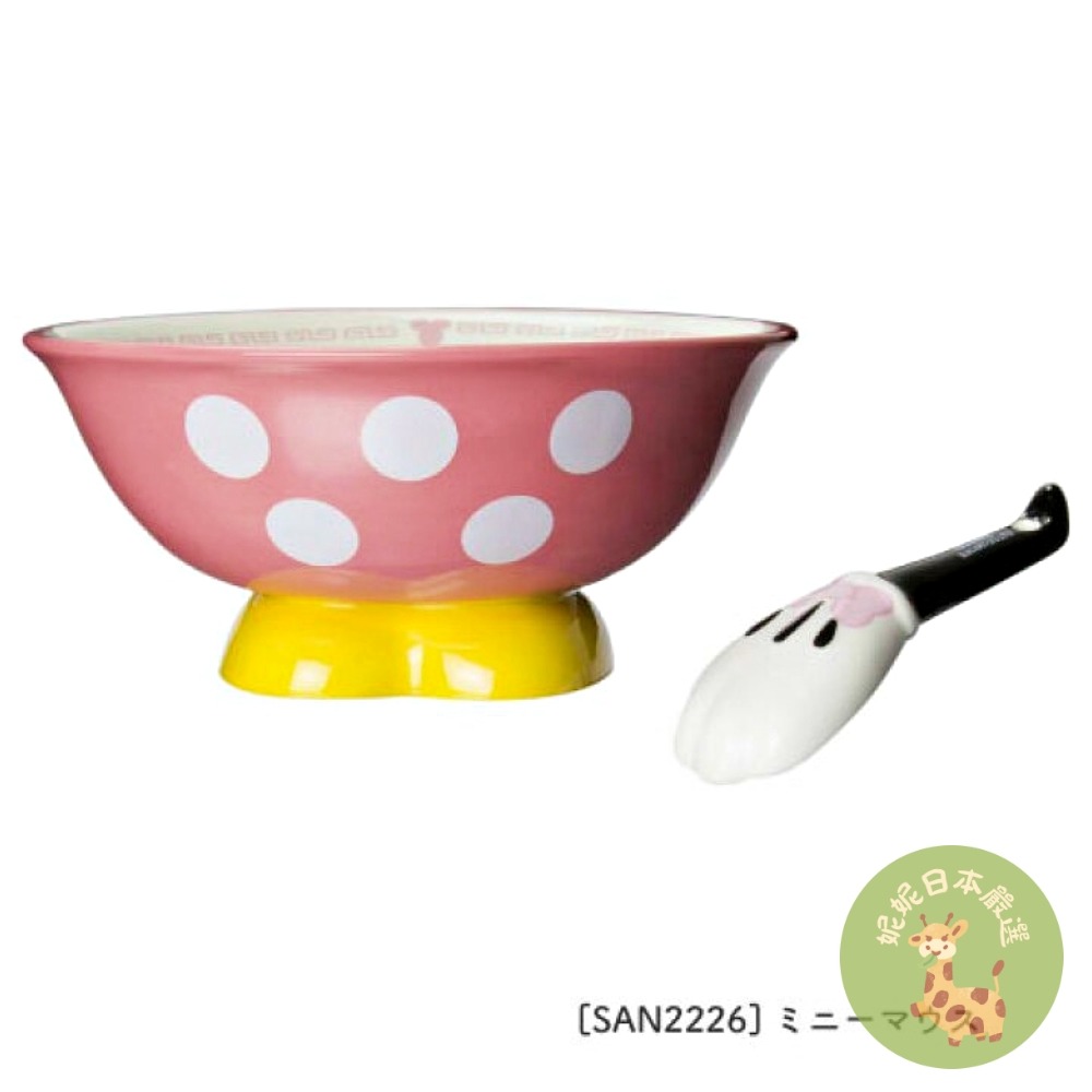 🚀🇯🇵 日本正版 Disney米奇／米妮 造型拉麵碗＋湯匙組｜拉麵碗 附匙 陶瓷碗 餐具組-細節圖4