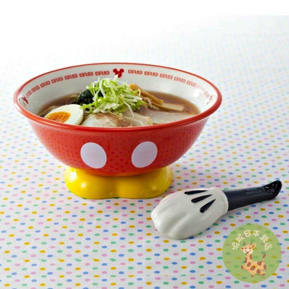 🚀🇯🇵 日本正版 Disney米奇／米妮 造型拉麵碗＋湯匙組｜拉麵碗 附匙 陶瓷碗 餐具組-細節圖6