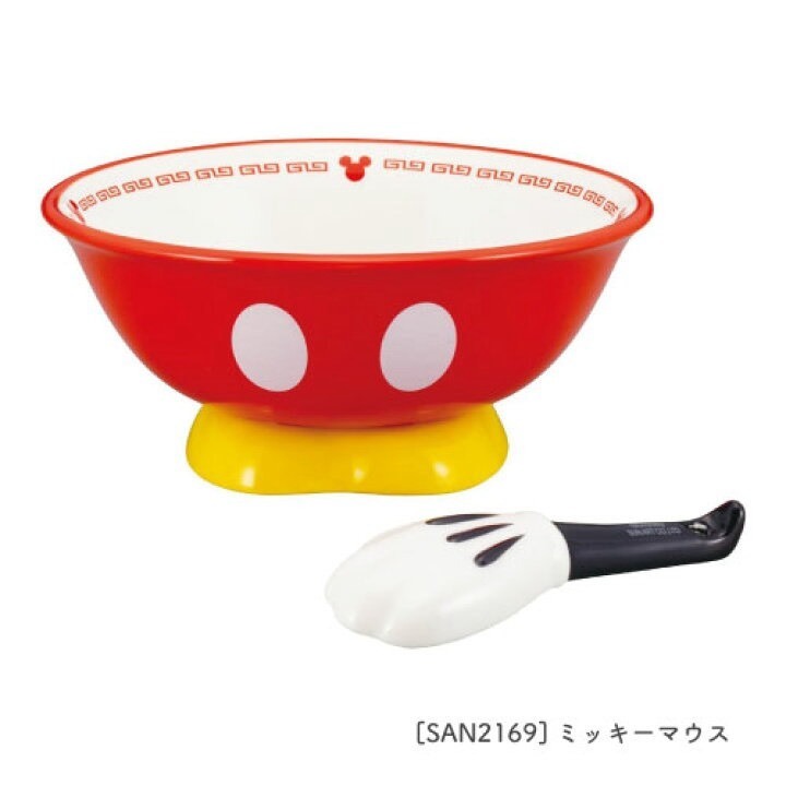 🚀🇯🇵 日本正版 Disney米奇／米妮 造型拉麵碗＋湯匙組｜拉麵碗 附匙 陶瓷碗 餐具組-規格圖1