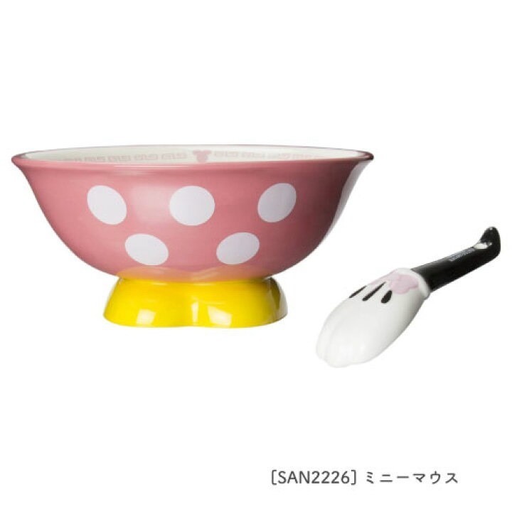 🚀🇯🇵 日本正版 Disney米奇／米妮 造型拉麵碗＋湯匙組｜拉麵碗 附匙 陶瓷碗 餐具組-規格圖6