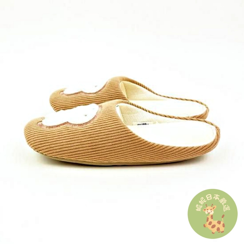日本🇯🇵正版｜Miffy 米飛兔絨布拖鞋｜灰／棕 兩色可選｜24cm室內鞋-細節圖4