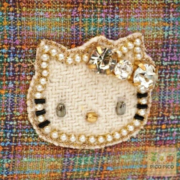 🇯🇵日本直送｜Hello Kitty × MAYGLOBE】手工珠繡格紋收納包（小款／大款）-細節圖6